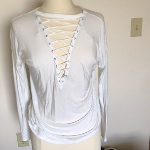 Express Deep strappy v-neck long sleeve